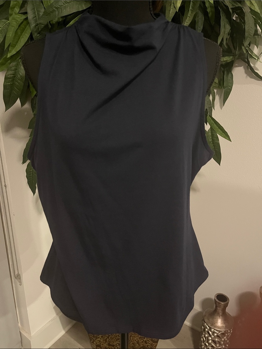 Banana Republic Navy Sleeveless Cowl Neck Tank